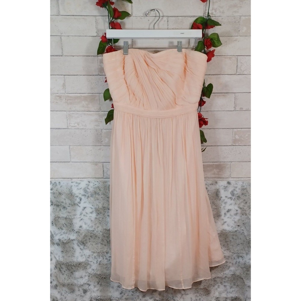 J crew Strapless peach dress 10 Chiffon 100% Silk Bride Bridesmaid Party